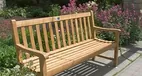 Memorial bench with plaque