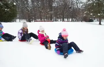 Children Playing in Snow